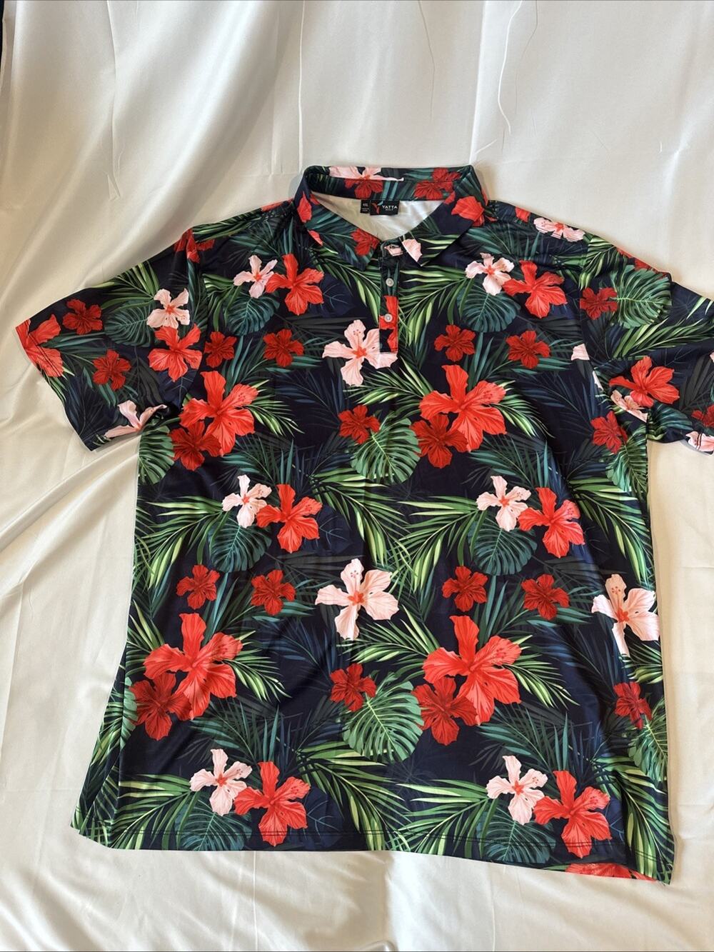 Yatta Golf Shirt, Hawaiian Print 4XL Great For Luau Or Golfing